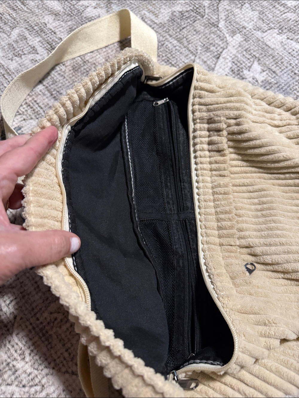 Corduroy Crossbody Bag in Cream - Picture 5 of 10